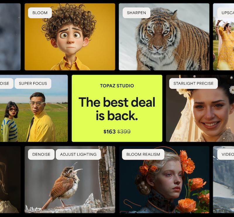 Topaz Labs started a new 30% off sale on their most popular products, including Topaz Studio, Topaz Photo, and Topaz Video